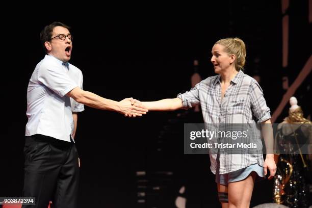 Tanja Wedhorn and Oliver Mommsen during the press rehearsall of the 'Die Tanzstunde' play on January 11, 2018 in Berlin, Germany.