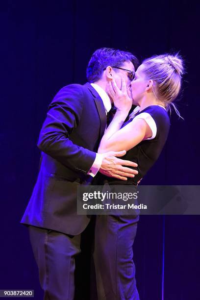 Tanja Wedhorn and Oliver Mommsen during a press rehearsall of the 'Die Tanzstunde' play on January 11, 2018 in Berlin, Germany.