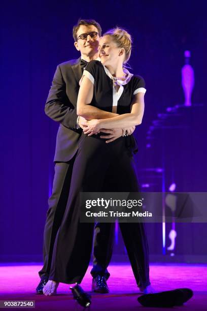 Tanja Wedhorn and Oliver Mommsen during a press rehearsall of the 'Die Tanzstunde' play on January 11, 2018 in Berlin, Germany.