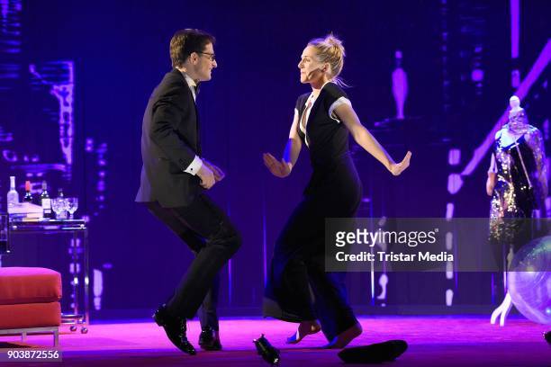 Tanja Wedhorn and Oliver Mommsen during a press rehearsall of the 'Die Tanzstunde' play on January 11, 2018 in Berlin, Germany.