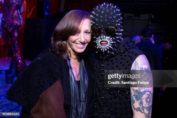 Donna Karan and Kyle Brincefield attend the premiere of IFC Films' "Freak Show" after party at Public Arts on January 10, 2018 in New York City.