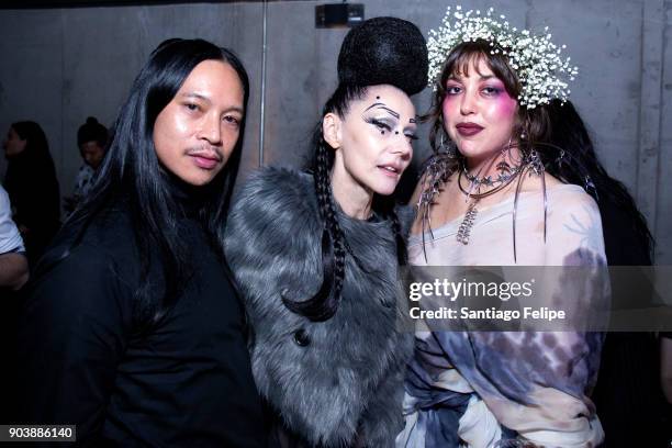 Zaldy, Susanne Bartsch and Domonique Echeverria attend the premiere of IFC Films' "Freak Show" after party at Public Arts on January 10, 2018 in New...