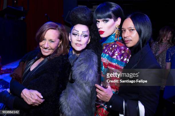 Donna Karan, Susanne Bartsch, Kyle Farmery and Zaldy attend the premiere of IFC Films' "Freak Show" after party at Public Arts on January 10, 2018 in...