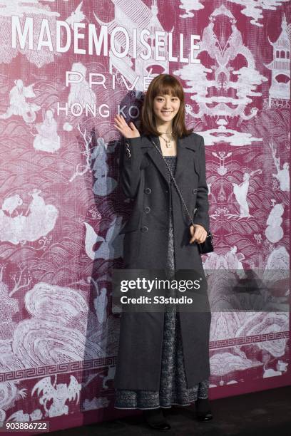 Hong Kong actress Angela Yuen attends the CHANEL 'Mademoiselle Prive' Exhibition Opening Event on January 11, 2018 in Hong Kong, Hong Kong.