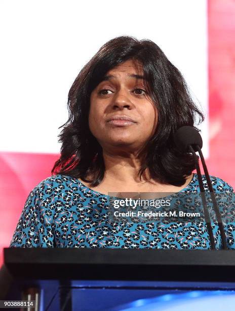 Soumya Sriraman, president, BritBox, speaks onstage during the BritBox portion of the 2018 Winter Television Critics Association Press Tour at The...