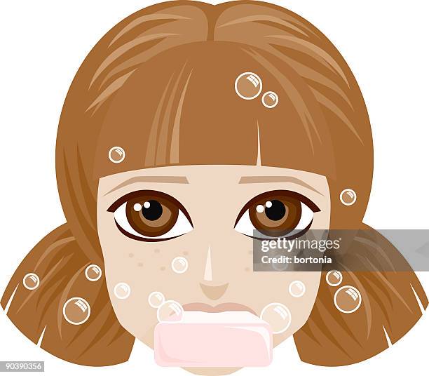 wash your mouth out - face scrub stock illustrations
