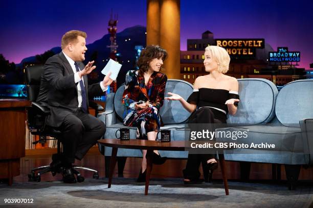 Sally Hawkins and Gillian Anderson chat with James Corden during "The Late Late Show with James Corden," Tuesday, January 9, 2018 On The CBS...