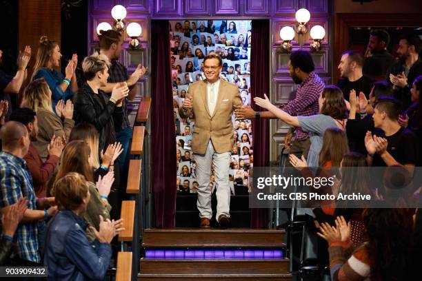 Aaron Sorkin greets the audience during "The Late Late Show with James Corden," Wednesday, January 10, 2018 On The CBS Television Network.