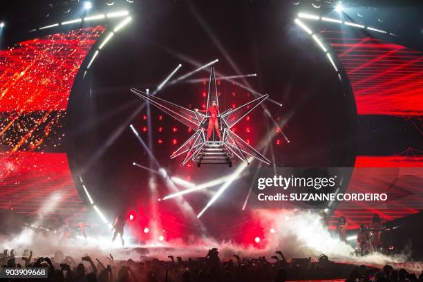 Singer-songwriter Katy Perry performs live in concert on her 'Witness' The Tour event held at the AT&T Center on January 10, 2018 in San Antonio,...