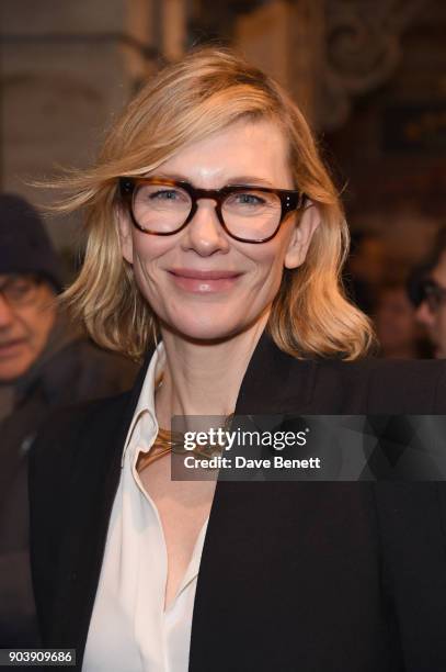 Cate Blanchett attends the West End opening of Bob Dylan and Conor McPherson's Girl from the North Country at Noel Coward Theatre on January 11, 2018...