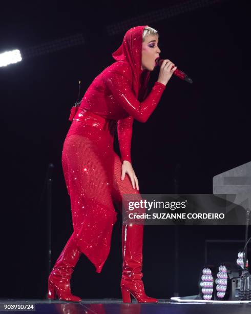 Singer-songwriter Katy Perry performs live in concert on her 'Witness' The Tour event held at the AT&T Center on January 10, 2018 in San Antonio,...