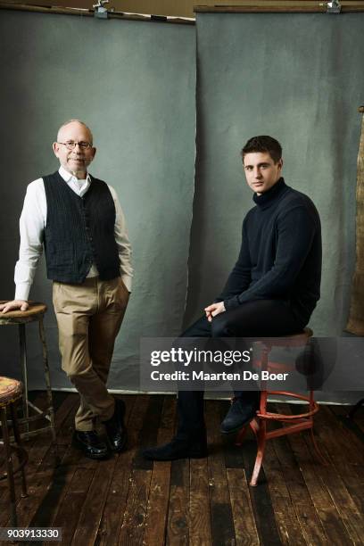 Bob Balaban and Max Irons poses at Langham Hotel on January 4, 2018 in Pasadena, California.