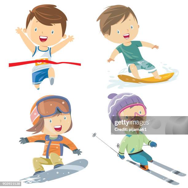 sport children set - sport set stock illustrations