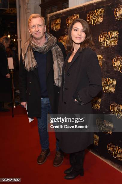 Steffan Rhodri and guest attend the West End opening of Bob Dylan and Conor McPherson's Girl from the North Country at Noel Coward Theatre on January...
