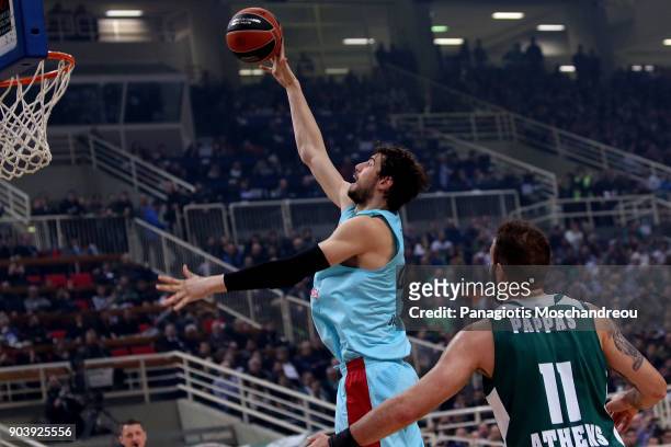 Ante Tomic, #44 of FC Barcelona Lassa in action during the 2017/2018 Turkish Airlines EuroLeague Regular Season Round 17 game between Panathinaikos...