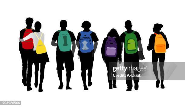 persönlichkeit strahlt rucksack studenten - abschied stock-grafiken, -clipart, -cartoons und -symbole