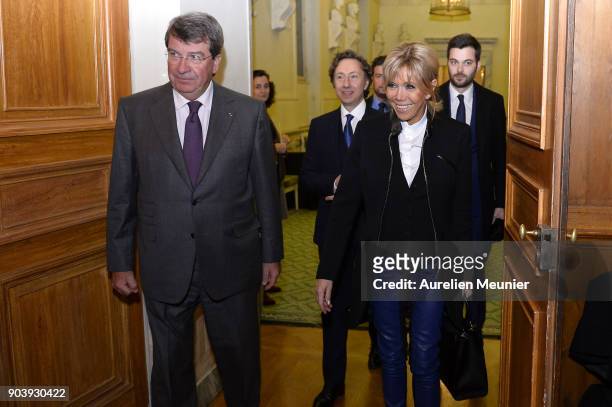 Xavier Darcos , Stephane Bern and French First Lady Brigitte Macron attends the Prix Histoire et Prix Patrimoine 2017 de La Fondation Stephane Bern...