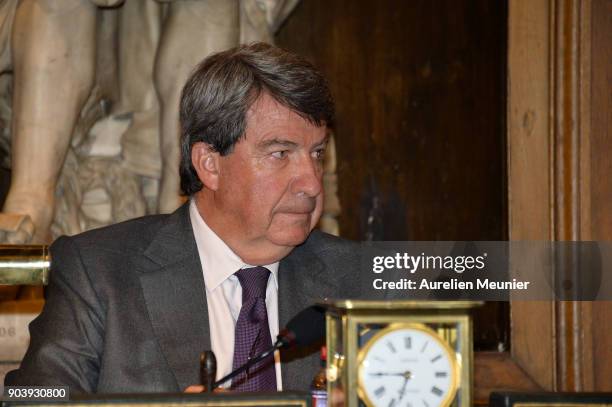 Xavier Darcos attends the Prix Histoire et Prix Patrimoine 2017 de La Fondation Stephane Bern at Institut de France on January 11, 2018 in Paris,...