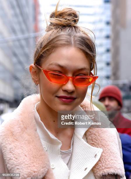 Gigi Hadid seen out and about in Manhattan on January 11, 2018 in New York City.