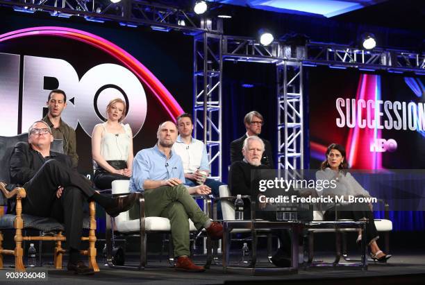 Actors Jeremy Strong, Sarah Snook, Kieran Culkin, Alan Ruck, executive producer/director of pilot Adam McKay, creator/executive producer/showrunner...