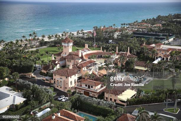 The Atlantic Ocean is seen adjacent to President Donald Trump's beach front Mar-a-Lago resort, also sometimes called his Winter White House, the day...