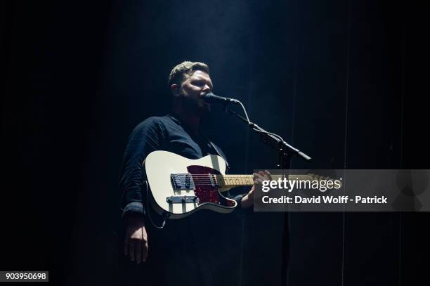 Joe Newman of Alt-J performs at AccorHotels Arena on January 11, 2018 in Paris, France.