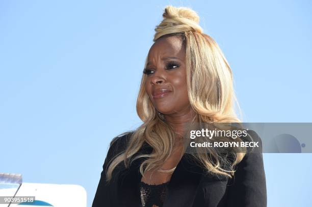 Recording artist Mary J. Blige attends her star unveiling ceremony on the Hollywood Walk of Fame, January 11, 2018 in Hollywood, California. The...