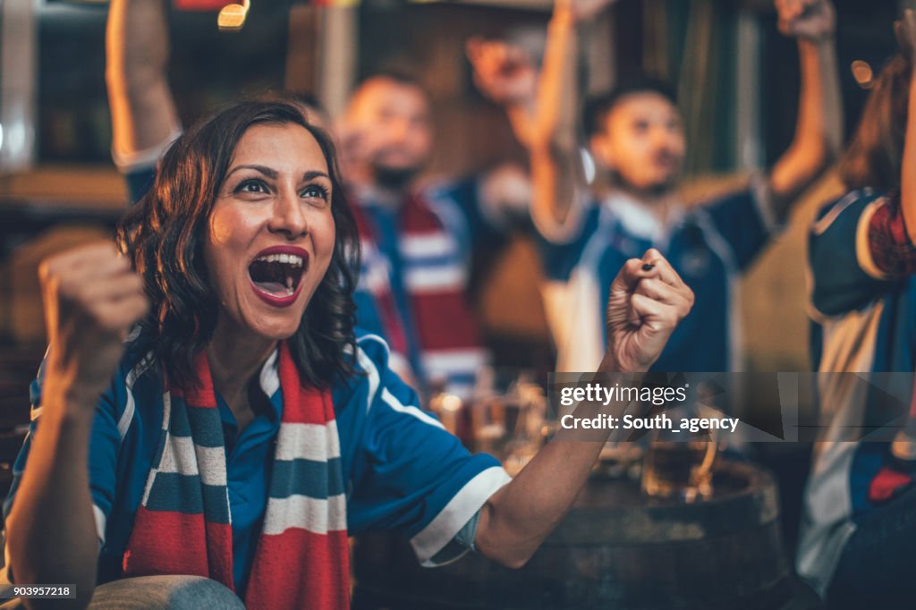 Girl big sports fan
