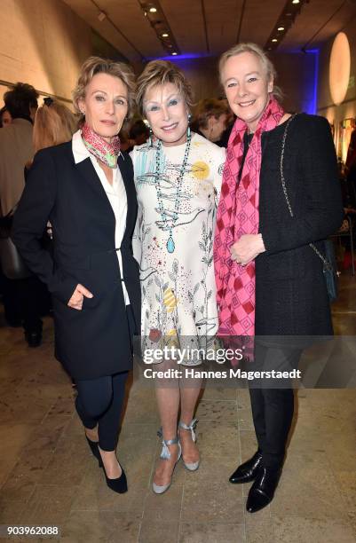 Actress Ilona Gruebel, Dr. Antje-Katrin Kuehnemann and Prinzessin Uschi zu Hohenlohe during 'Der andere Laufsteg' exhibition opening in Munich at...