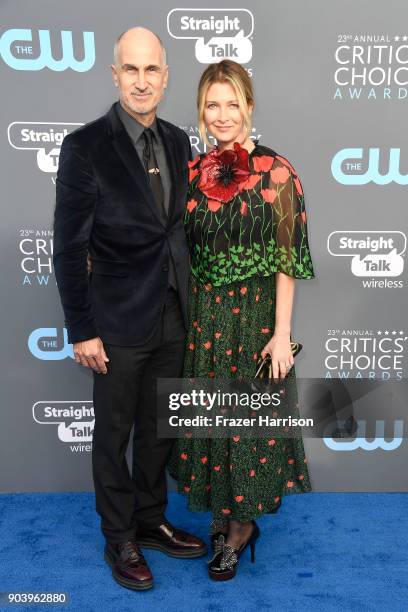 Director Craig Gillespie and ;Christine Gillespie attend The 23rd Annual Critics' Choice Awards at Barker Hangar on January 11, 2018 in Santa Monica,...