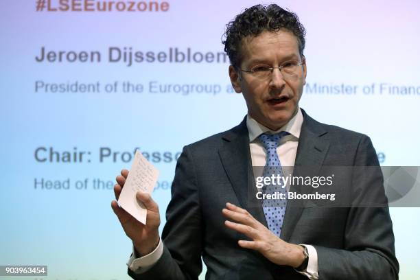 Jeroen Dijsselbloem, outgoing president of the Eurogroup and advisor to the European Stability Mechanism , speaks during an event at the London...