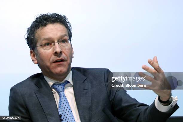 Jeroen Dijsselbloem, outgoing president of the Eurogroup and advisor to the European Stability Mechanism , speaks during an event at the London...
