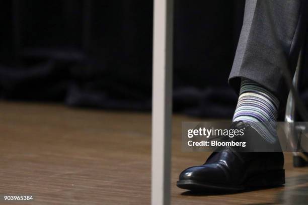 Jeroen Dijsselbloem, outgoing president of the Eurogroup and advisor to the European Stability Mechanism , sits during an event at the London School...