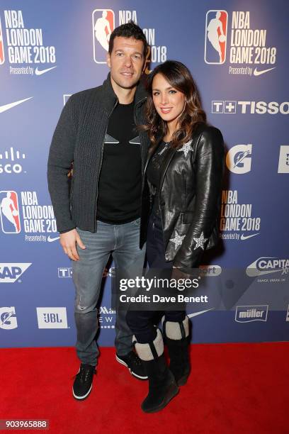 Michael Ballack and Natacha Tannous attend the Philadelphia 76ers and Boston Celtics London game after party at Building Six on January 11, 2018 in...