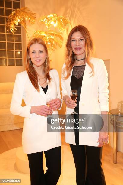 Fashion designer Johanna Kuehl and Alexandra Fischer-Roehler during the opening of the Kaviar Gauche Bridal Concept Store on January 11, 2018 in...