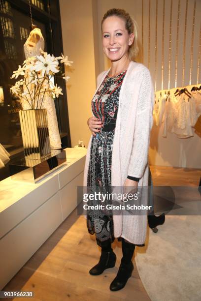 Carina Gomez, wife of Mario Gomez, pregnant, during the opening of the Kaviar Gauche Bridal Concept Store on January 11, 2018 in Munich, Germany.