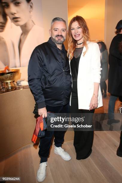 Fashion designer Adrian Runhof, von Talbot & Runhof and Alexandra Fischer-Roehler during the opening of the Kaviar Gauche Bridal Concept Store on...