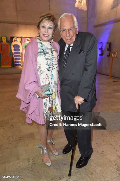 Dr. Antje-Katrin Kuehnemann and her husband Joerg Guehring during 'Der andere Laufsteg' exhibition opening in Munich at Staatliches Museum...