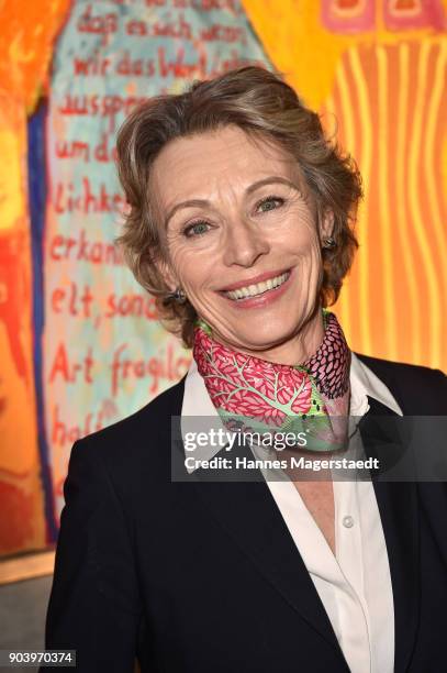 Actress Ilona Gruebel during 'Der andere Laufsteg' exhibition opening in Munich at Staatliches Museum Aegyptischer Kunst on January 11, 2018 in...