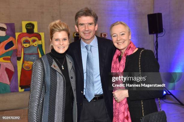 Dr. Marcus Maier and his wife Dr. Cathrin Maier and Prinzessin Uschi zu Hohenlohe during 'Der andere Laufsteg' exhibition opening in Munich at...