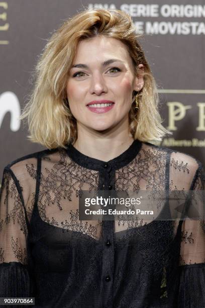 Actress Marta Nieto attends the 'La peste' premiere at Callao cinema on January 11, 2018 in Madrid, Spain.