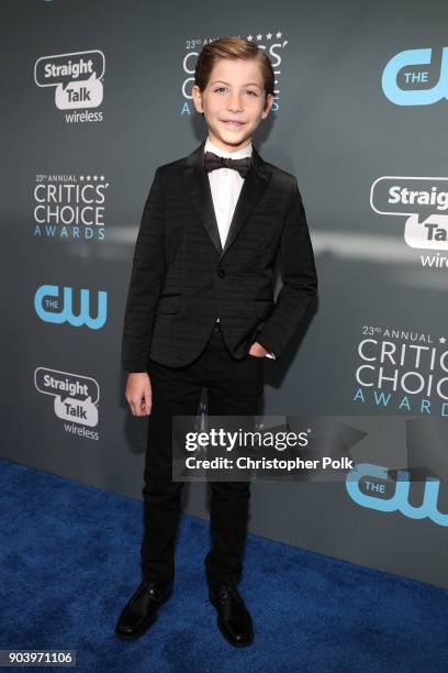 Actor Jacob Tremblay attends The 23rd Annual Critics' Choice Awards at Barker Hangar on January 11, 2018 in Santa Monica, California.