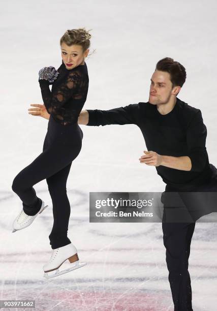 Kirsten Moore-Towers and Michael Marinaro of Canada practice during the 2018 Canadian Tie National Skating Championships at the Doug Mitchell...