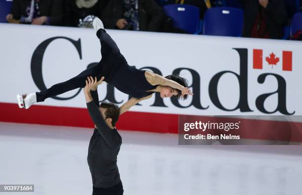 Lubov Ilyushechkina and Dylan Moscovitch of Canada practice during the 2018 Canadian Tie National Skating Championships at the Doug Mitchell...