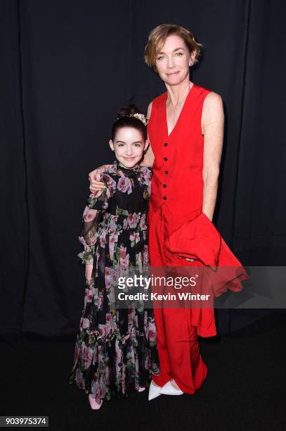 Actors Mckenna Grace and Julianne Nicholson attend The 23rd Annual Critics' Choice Awards at Barker Hangar on January 11, 2018 in Santa Monica,...