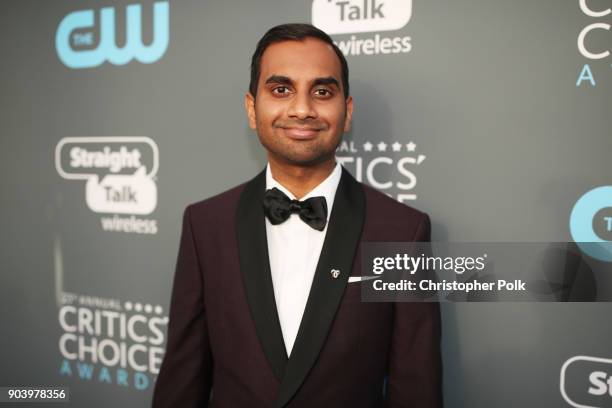 Actor Aziz Ansari attends The 23rd Annual Critics' Choice Awards at Barker Hangar on January 11, 2018 in Santa Monica, California.