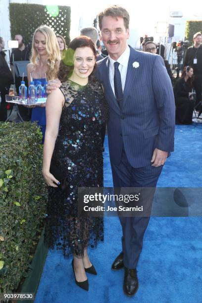 Actors Pete Gardner and Rachel Bloom attend the 23rd Annual Critics' Choice Awards on January 11, 2018 in Santa Monica, California.