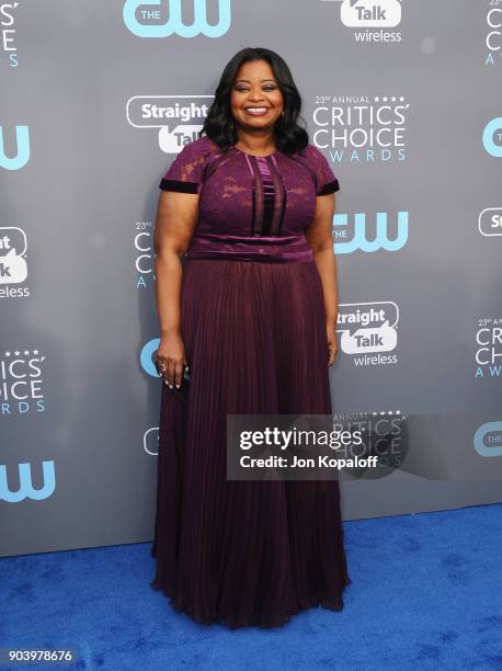 Actor Octavia Spencer attends The 23rd Annual Critics' Choice Awards at Barker Hangar on January 11, 2018 in Santa Monica, California.