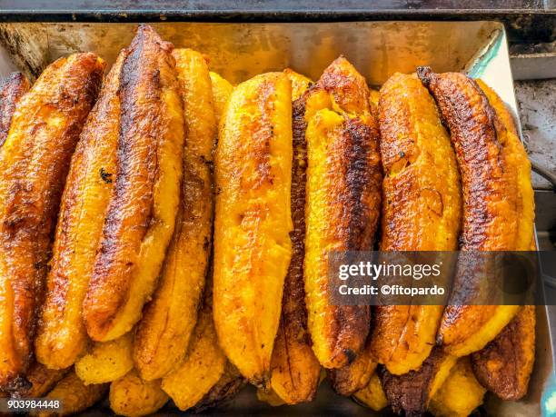 mexican sweet fried bananas - plantain stock pictures, royalty-free photos & images