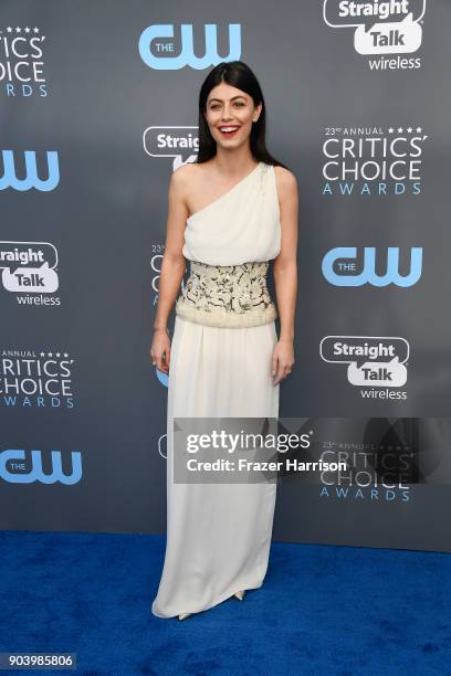 Actor Alessandra Mastronardi attends The 23rd Annual Critics' Choice Awards at Barker Hangar on January 11, 2018 in Santa Monica, California.